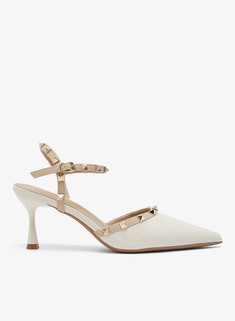 Ginger Stud Detail Mid Heel Pumps - Image 1